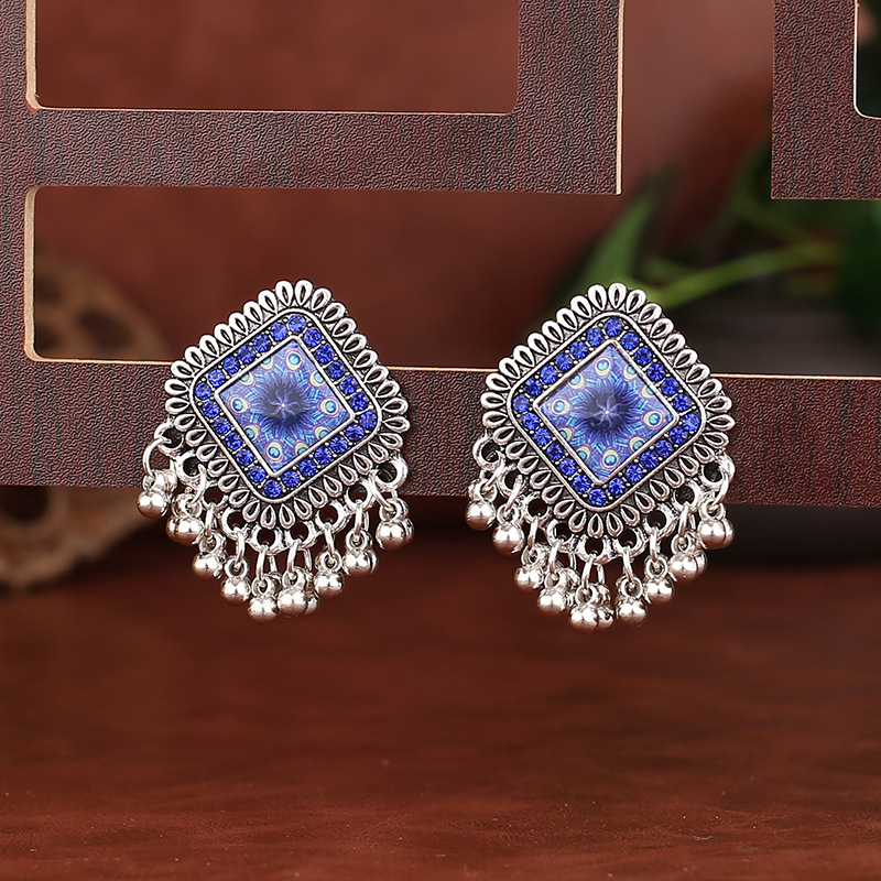 Tassel Earrings Boho - Pendientes colgantes de aleación cuadrados de