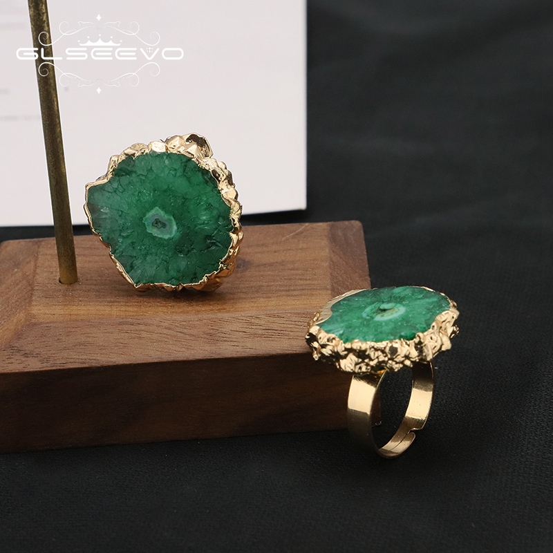 Women'S Accessories Gift Ideas - GLSEEVO-Anillos ajustables de piedra Natural verde