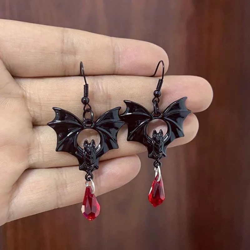 Women'S Vampire Accessories - 1 Par de Pendientes de Murciélago