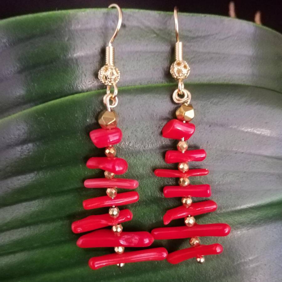 Pendientes Largos de Coral Roj - Tassel Earrings Boho reseña y precio