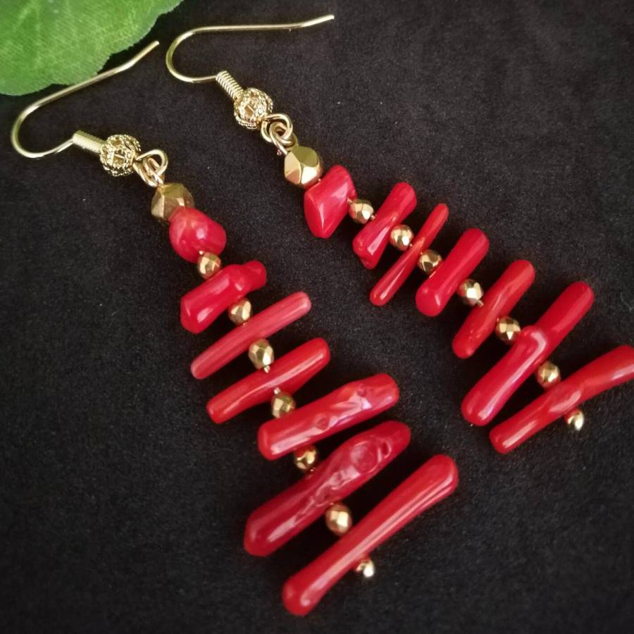 Pendientes Largos de Coral Roj - Tassel Earrings Boho reseña y precio