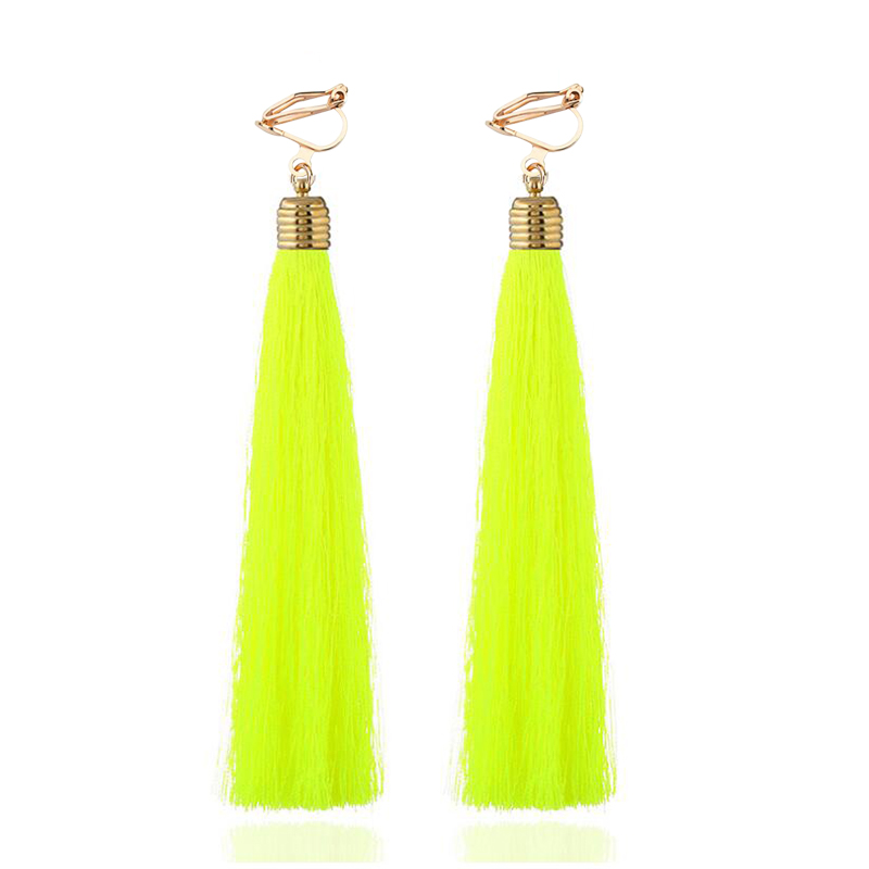 Pendientes de Clip de fibra co - Tassel Earrings Boho reseña y precio