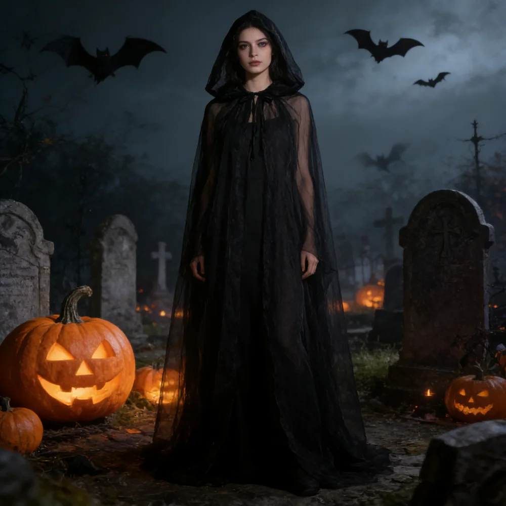 Capa Negra de Bruja para Disfr - Women'S Vampire Accessories reseña y precio